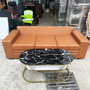 Bộ Sofa 2m Bọc Da Kèm Bàn Oval 2 Tầng Cũ