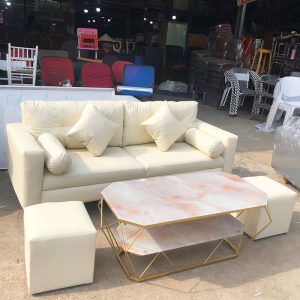 Bộ Sofa Bọc Da Kèm 2 Đôn Vuông Mới (Nhiều Màu)