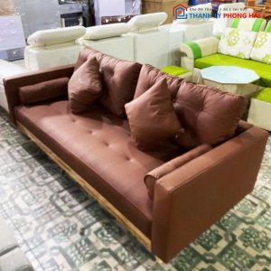 Bộ Sofa Bọc Da Kèm 2 Đôn Vuông Mới (Nhiều Màu)