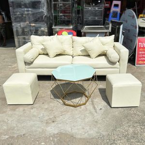 Bộ Sofa Bọc Da Kèm 2 Đôn Vuông Mới (Nhiều Màu)