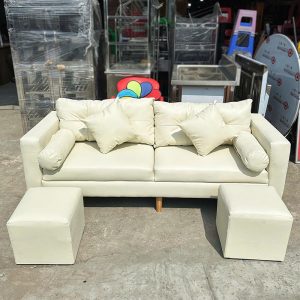 Bộ Sofa Bọc Da Kèm 2 Đôn Vuông Mới (Nhiều Màu)