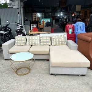 Bộ Sofa Góc L 2m4 Bọc Vải Canvas Cũ