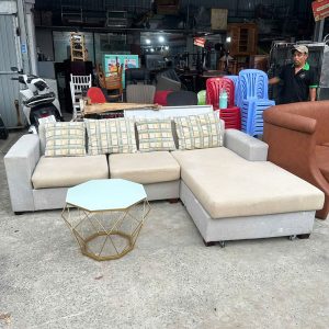 Bộ Sofa Góc L 2m4 Bọc Vải Canvas Cũ