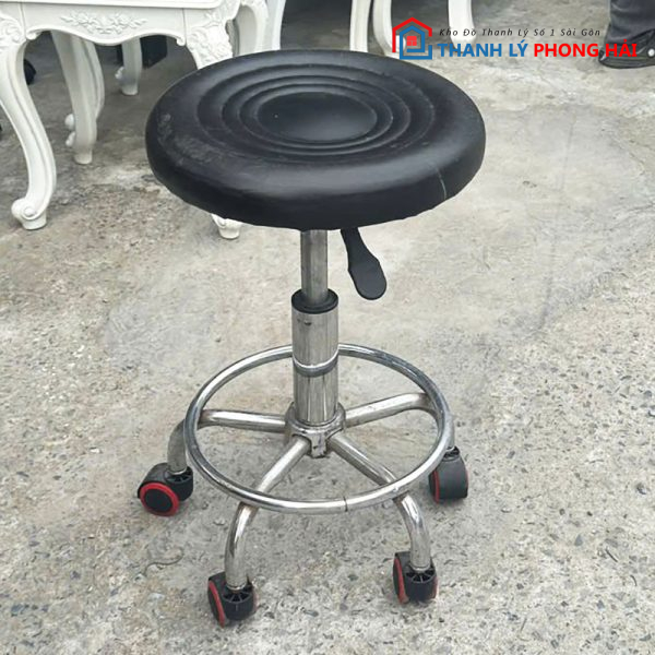 Đôn Xoay Nệm Da Cũ Chân Inox