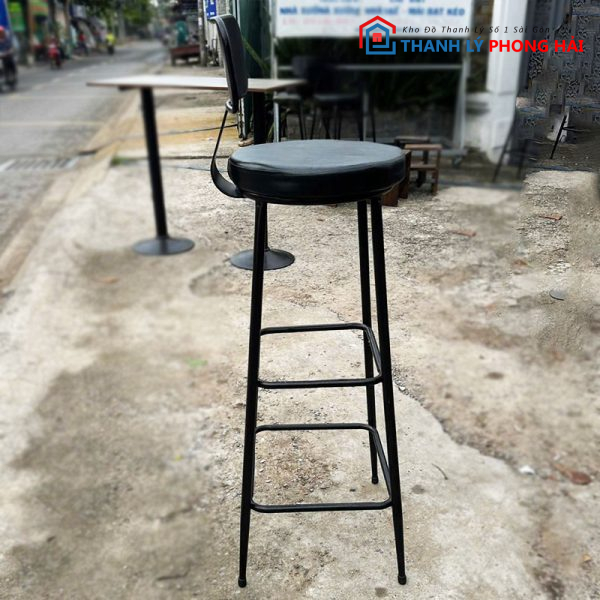 Ghế Bar Cao 1m1 Đệm Da Có Tựa