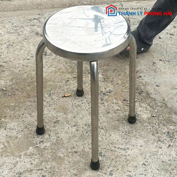 Ghế Inox Cũ Tròn Có Khung Và Không Khung Cũ