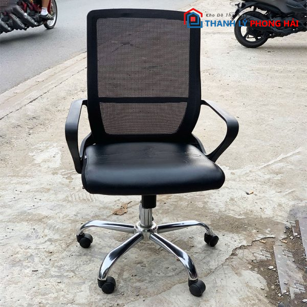 Ghế Xoay Hòa Phát Lưng Lưới Nệm Da Cũ