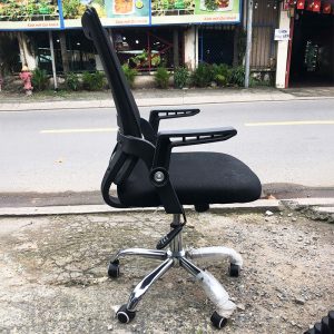 Ghế Xoay Tay Gập Lưng Lưới Chân Inox Cũ