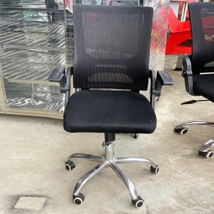 Ghế Xoay Tay Gập Lưng Lưới Chân Inox Cũ