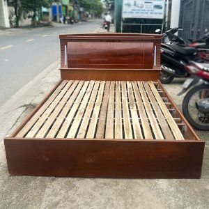 Giường Gỗ Cũ 1m6 Màu Cánh Gián Cũ