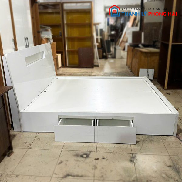 Giường Gỗ MDF 1m8 Có Hộc Kéo Hai Bên Cũ