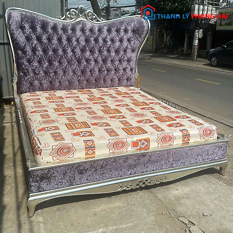 giuong-hoang-gia-1m8-boc-nhung-tim-cu-3 Giường Hoàng Gia 1m8 Bọc Nhung Tím Cũ