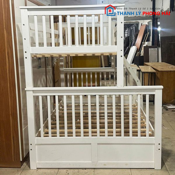 Giường Tầng Gỗ 1m4 Cũ Màu Trắng