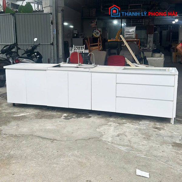 Hệ Tủ Bếp Cũ Màu Trắng 3m05 Cũ