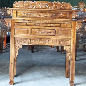 Kệ Thờ Gỗ Tràm 1m47 Chạm Hoa Văn Mới 99%