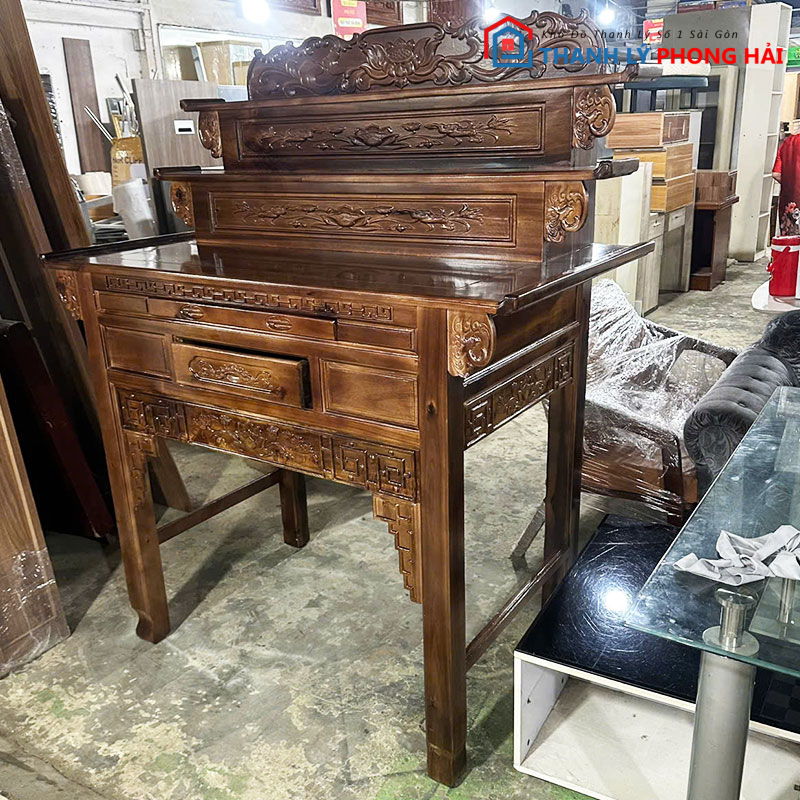 ke-tho-go-tram-3-tang-1m47-moi-99-3 Kệ Thờ Gỗ Tràm 3 Tầng 1m47 Mới 99%