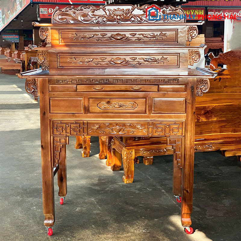 ke-tho-go-tram-3-tang-1m47-moi-99 Kệ Thờ Gỗ Tràm 3 Tầng 1m47 Mới 99%