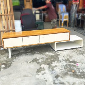 Kệ Tivi Cũ 2m17 Mặt Gỗ Phối Trắng Cũ