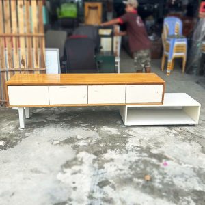 Kệ Tivi Cũ 2m17 Mặt Gỗ Phối Trắng Cũ