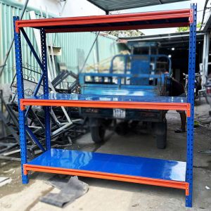 Kệ Trưng Bày Sắt 1m87 Màu Xanh 3 Tầng Cũ