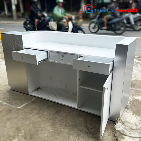 Quầy Lễ Tân Màu Bạc 1m8 Hiện Đại Cũ