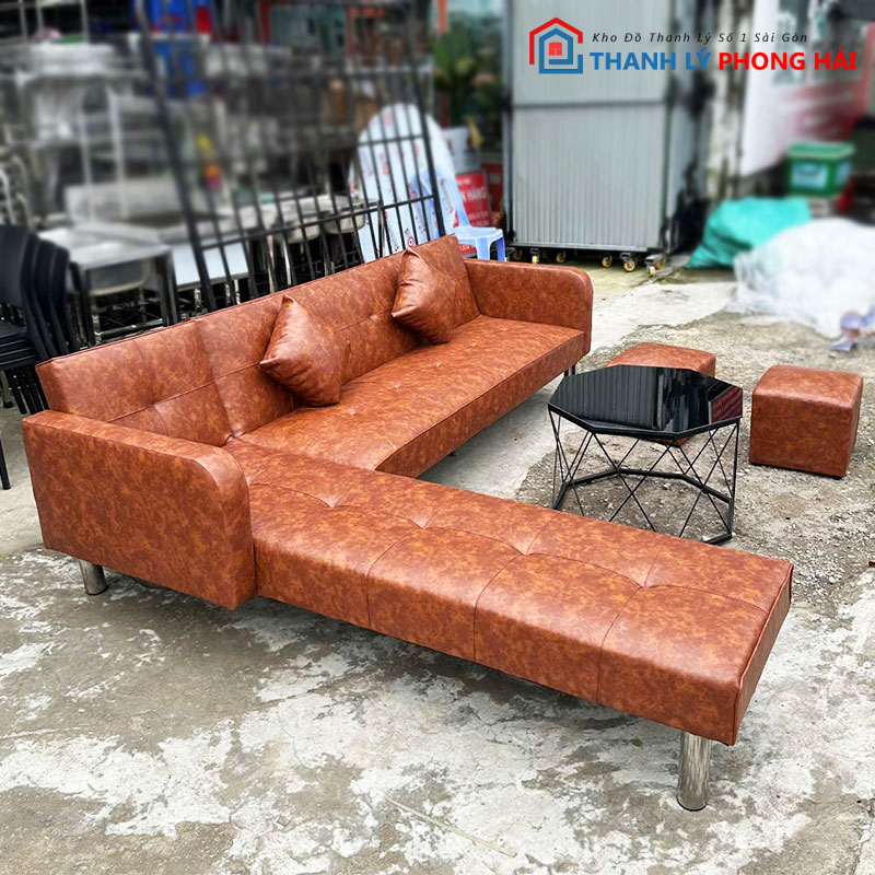 sofa-bed-goc-l-2m36-mau-nau-da-bo-1 Thanh Lý Sofa Bed Góc L 2m36 Màu Nâu Da Bò Mới 99%
