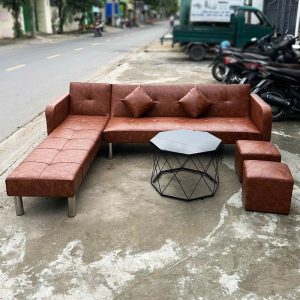 Thanh Lý Sofa Bed Góc L 2m36 Màu Nâu Da Bò Mới 99%