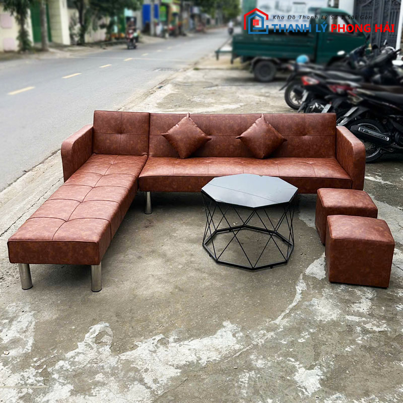 sofa-bed-goc-l-2m36-mau-nau-da-bo-2 Thanh Lý Sofa Bed Góc L 2m36 Màu Nâu Da Bò Mới 99%