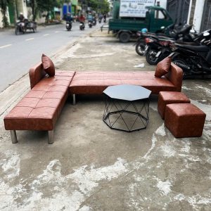 Thanh Lý Sofa Bed Góc L 2m36 Màu Nâu Da Bò Mới 99%