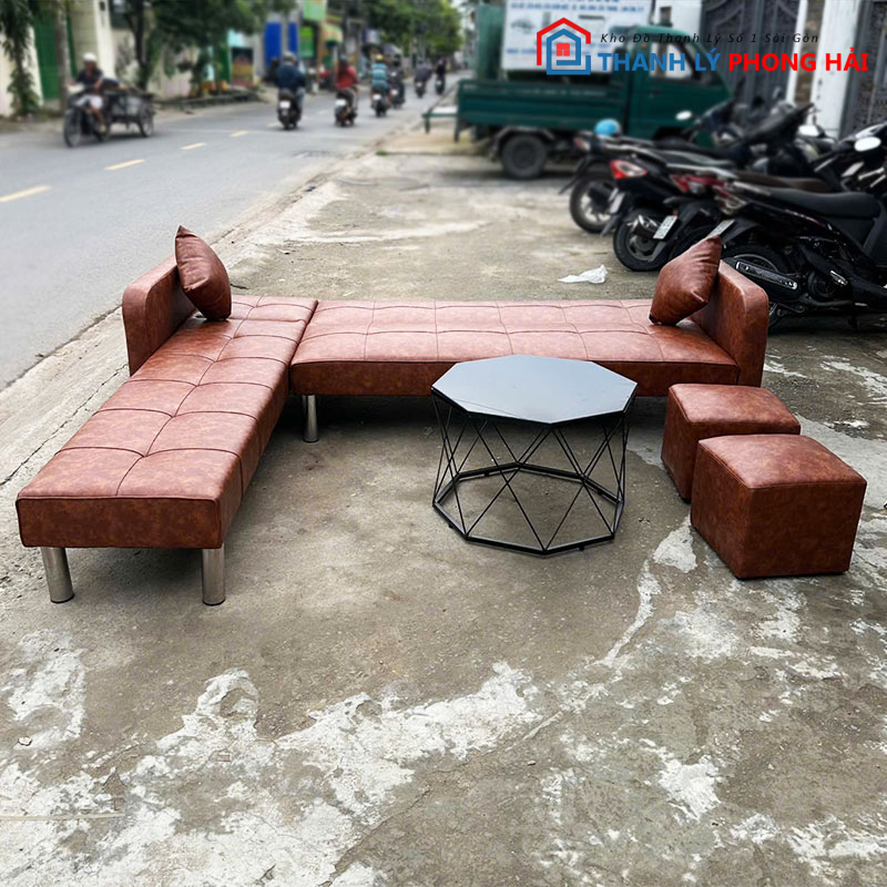 sofa-bed-goc-l-2m36-mau-nau-da-bo-3 Thanh Lý Sofa Bed Góc L 2m36 Màu Nâu Da Bò Mới 99%