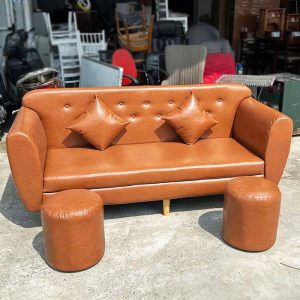 Sofa Bọc Da Màu Da Bò Sang Trọng Mới 99%