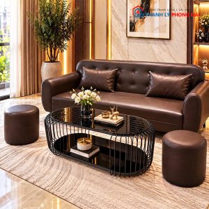 Sofa Bọc Da Màu Da Bò Sang Trọng Mới 99% (Nhiều Màu)