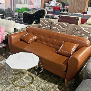 Sofa Bọc Da Màu Da Bò Sang Trọng Mới 99%