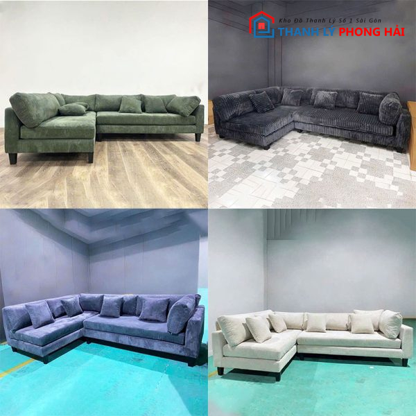 Sofa Chữ L 2m9 Nhung Gân Cao Cấp Mới 99% (Nhiều Màu)