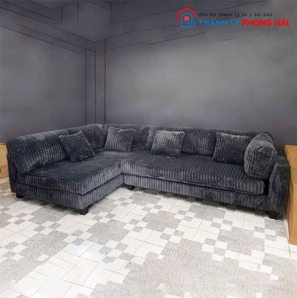 Sofa Chữ L 2m9 Nhung Gân Cao Cấp Mới 99% (Nhiều Màu)