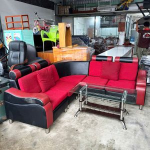 Sofa Góc L 2m Cũ Bọc Đệm Đỏ Đen