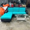Sofa Góc L 2m Cũ Nệm Vải Màu Xanh