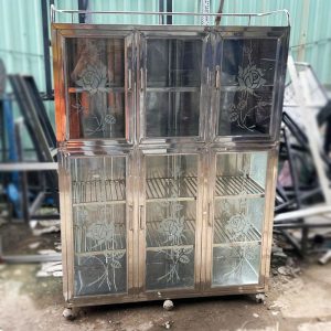 Tủ Chén Inox 6 Cánh 1m16 Cũ