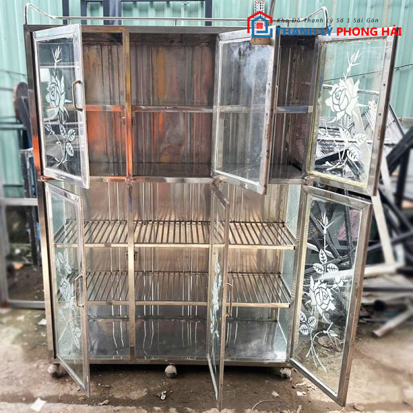 Tủ Chén Inox 6 Cánh 1m16 Cũ