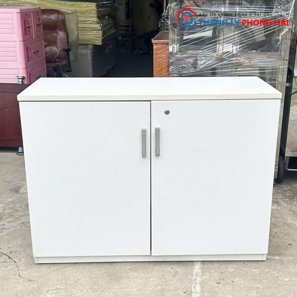 Tủ Hồ Sơ 1m2 Cũ Màu Trắng 2 Cánh