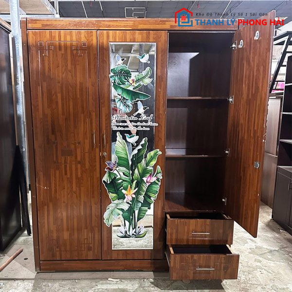 Tủ Quần Áo 1m6 Gỗ Công Nghiệp Màu Nâu Cũ