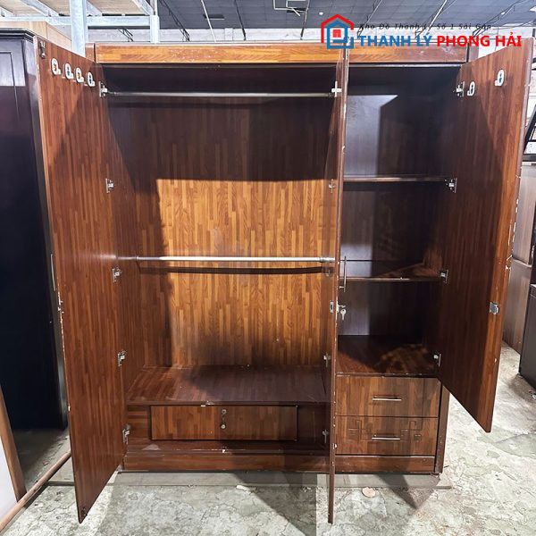 Tủ Quần Áo 1m6 Gỗ Công Nghiệp Màu Nâu Cũ