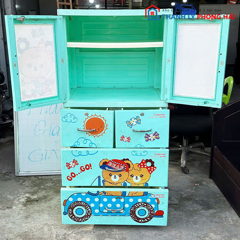 tu-quan-ao-cho-be-mau-xanh-ngoc-70cm-cu-1 Tủ Quần Áo Cho Bé Màu Xanh Ngọc 70cm Cũ