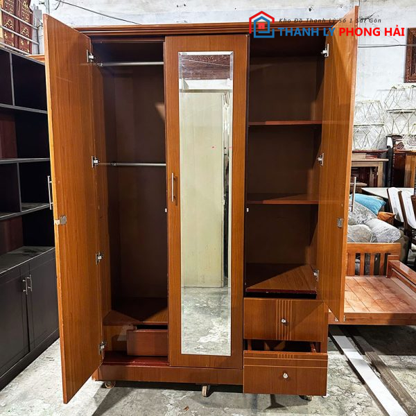 Tủ Quần Áo Gỗ MDF 1m4 Có Gương Cũ