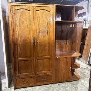 Tủ Quần Áo Gỗ Tự Nhiên 2 Cánh Có Kệ 1m9 Cũ