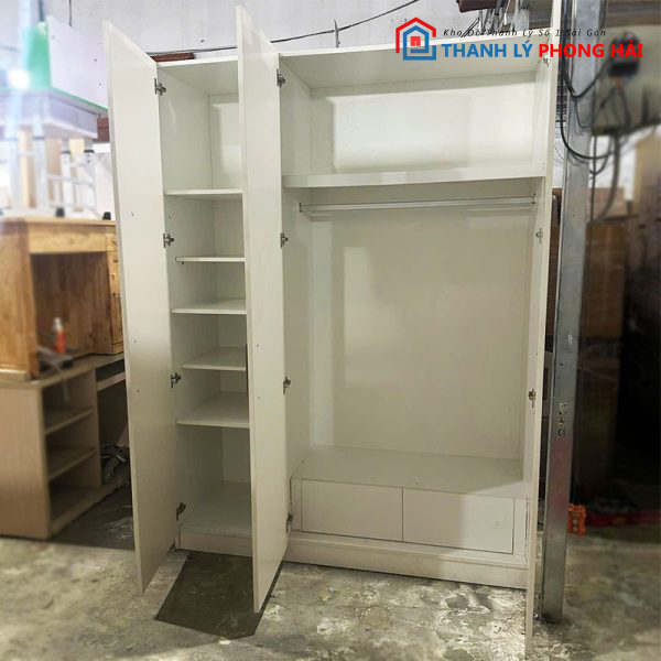 Tủ Quần Áo Màu Trắng 1m6 Gỗ GN Cũ