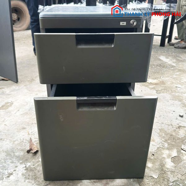 Tủ Tab Văn Phòng 57cm 2 Ngăn Kéo Màu Đen Cũ