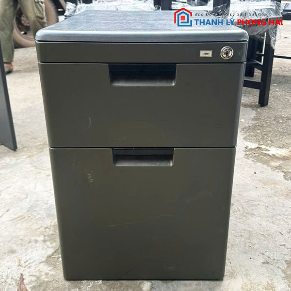 Tủ Tab Văn Phòng 57cm 2 Ngăn Kéo Màu Đen Cũ