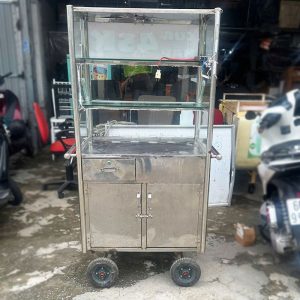 Xe Bán Hàng Inox 75cm Cũ Có Đèn