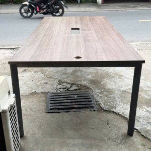 Bàn Họp 2m4 Khung Sắt Mặt Gỗ Cũ